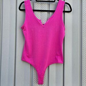 Zenana Pink Seamless V-Cut Soft Stretchy Bodysuit Size-XL NWOT